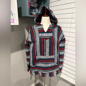 Franks‎ Mexican Men's Hooded Sweater with Red and Blue Stripes